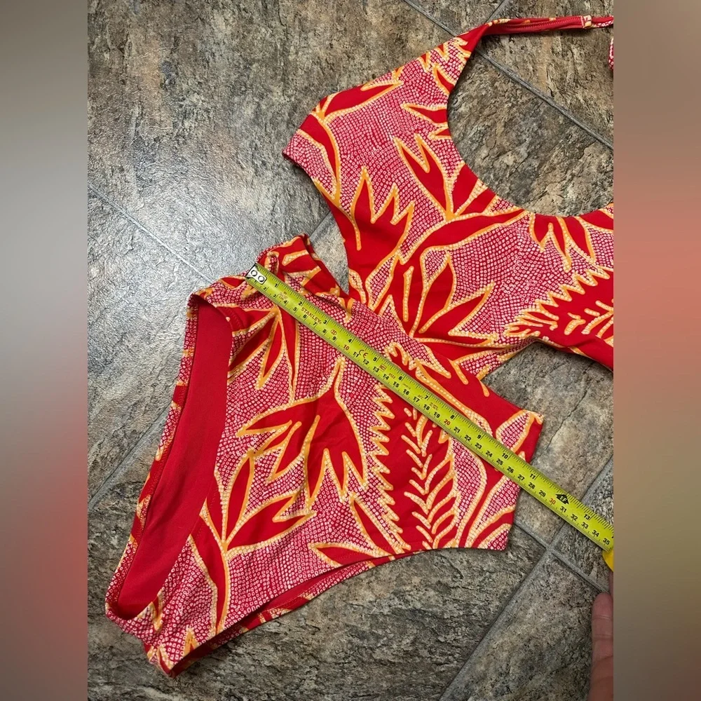 Aerie Red Coral Floral Monokini One Piece Swimsuit XS